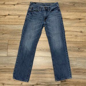 Men's American Eagle Jeans 26 x 28 Slim Straight Fit Denim Blue Cotton Med Wash